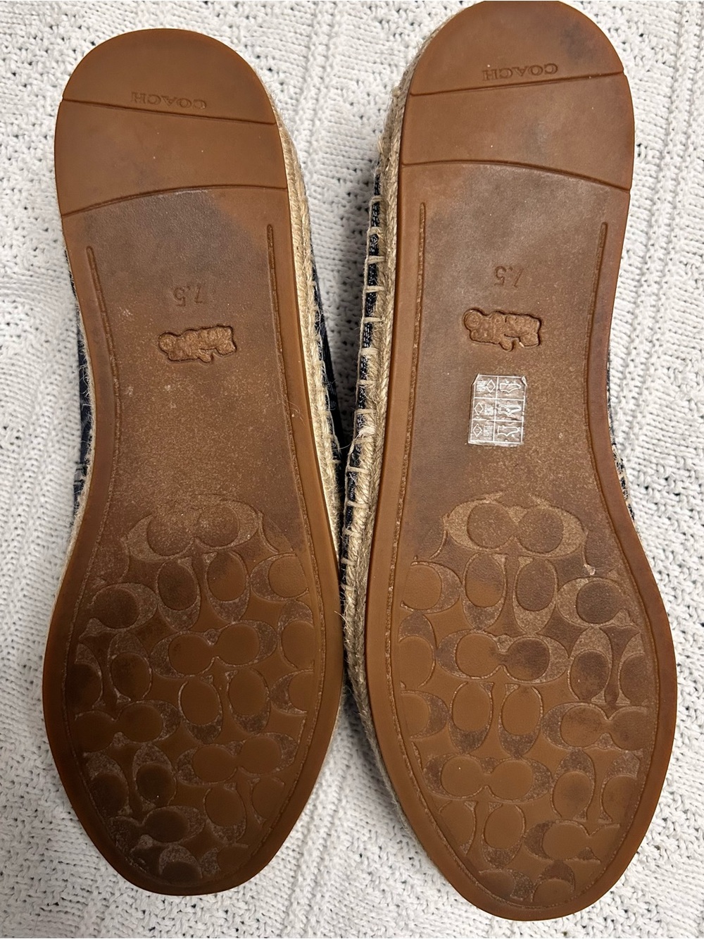 COACH Navy Signature Canvas Espadrille Flats - Picture 6 of 6